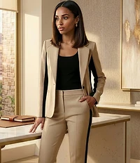 DKNY By Donna Karan Essex Scuba Two Tone Straight Leg Ankle Pants