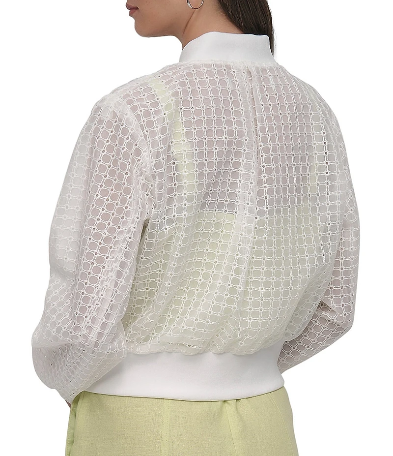 DKNY by Donna Karan Eyelet Organza Bomber Jacket