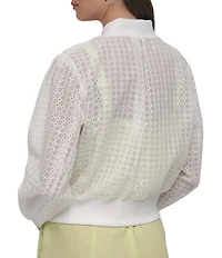 DKNY by Donna Karan Eyelet Organza Bomber Jacket