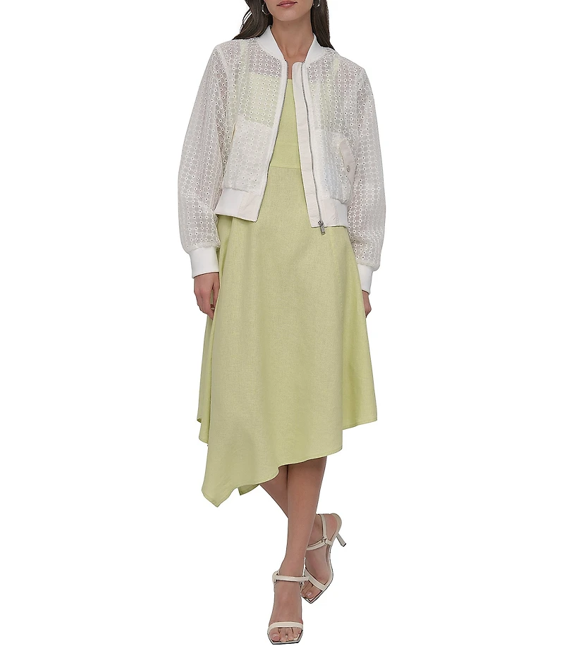 DKNY by Donna Karan Eyelet Organza Bomber Jacket