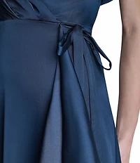 DKNY By Donna Karan Faux Wrap Flutter Sleeve Flounce Hem Midi Dress