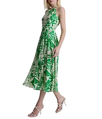 DKNY By Donna Karan Floral Print Halter Neck Sleeveless Midi Dress