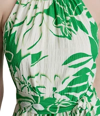 DKNY By Donna Karan Floral Print Halter Neck Sleeveless Midi Dress