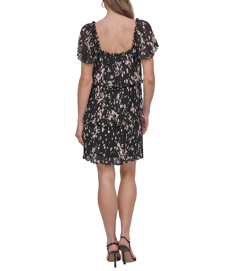DKNY by Donna Karan Floral Print Tiered Shift Dress