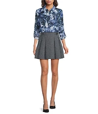 DKNY by Donna Karan Georgette Point Collar Long Roll-Tab Sleeve Button Front Shirt