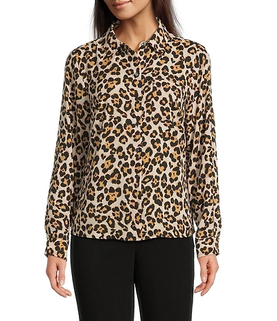 DKNY by Donna Karan Georgette Roll Tab Sleeve Button Front Shirt