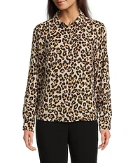 DKNY by Donna Karan Georgette Roll Tab Sleeve Button Front Shirt