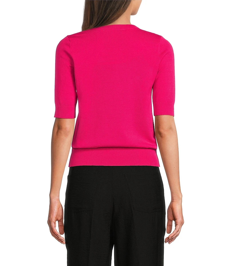 DKNY By Donna Karan Graffiti Heart Knit Crew Neck Short Sleeve Top