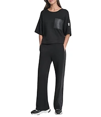 DKNY by Donna Karan Hacci Mare Crew Neck Short Sleeve Top