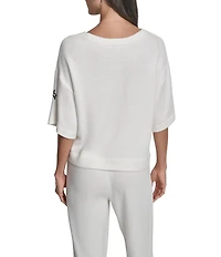 DKNY by Donna Karan Hacci Mare Crew Neck Short Sleeve Top