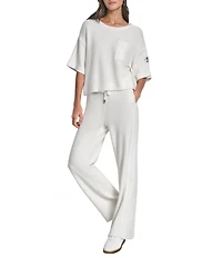 DKNY by Donna Karan Hacci Mare Crew Neck Short Sleeve Top