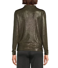 DKNY by Donna Karan Heather Foil Cowl Neck Long Sleeve Top