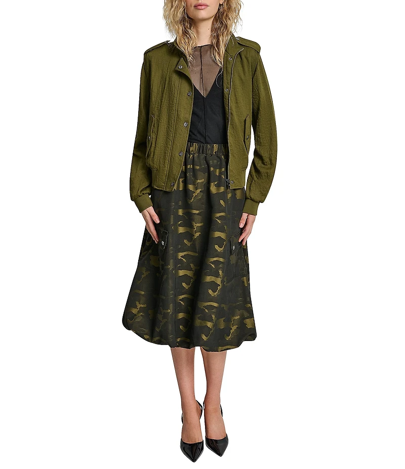 DKNY by Donna Karan Heavy Twill Long Sleeve Bomber Jacket