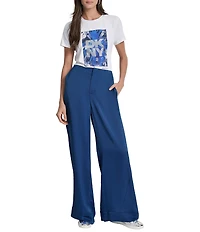 DKNY By Donna Karan High Rise Wide Leg Pocketed Pants