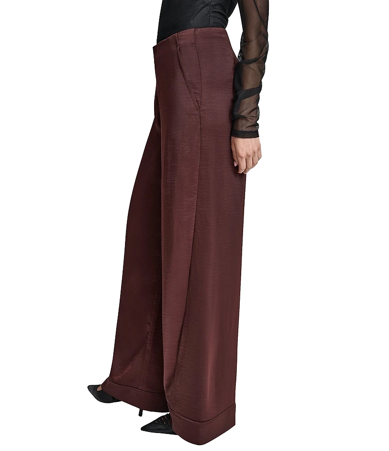 DKNY By Donna Karan High Rise Wide Leg Pocketed Pants