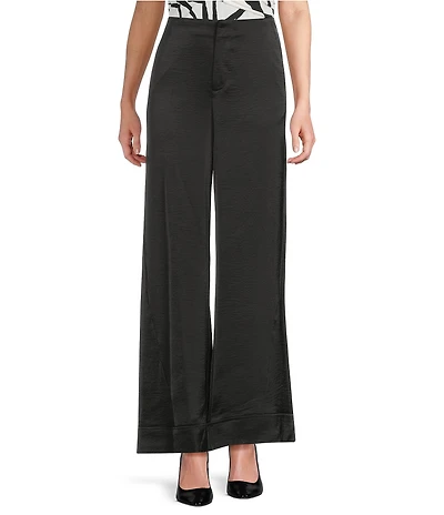 DKNY By Donna Karan High Rise Wide Leg Pocketed Pants