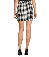 DKNY by Donna Karan Houndstooth Boucle Zip Detail A-Line Mini Skirt