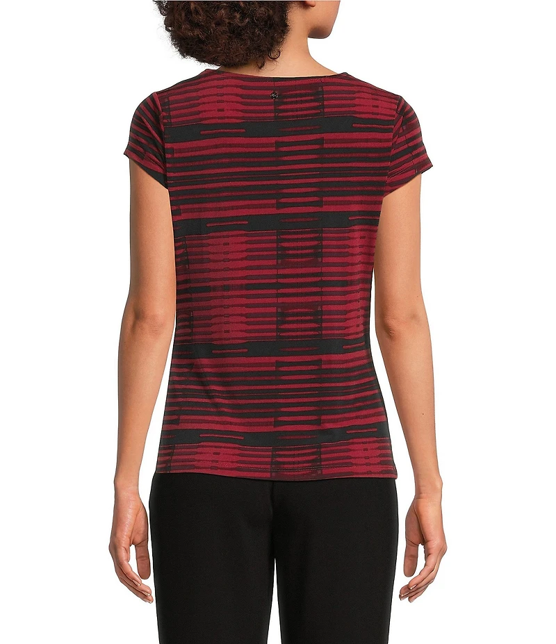 DKNY by Donna Karan Jersey Knit Crew Neck Short Sleeve Ruched Tie Front Top