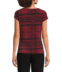 DKNY by Donna Karan Jersey Knit Crew Neck Short Sleeve Ruched Tie Front Top