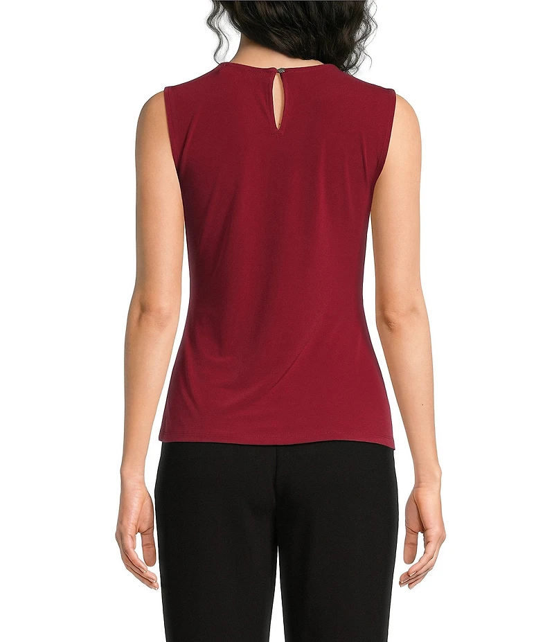 DKNY by Donna Karan Jersey Knit Crew Neck Sleeveless Front Pleated Top