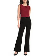 DKNY by Donna Karan Jersey Knit Crew Neck Sleeveless Front Pleated Top