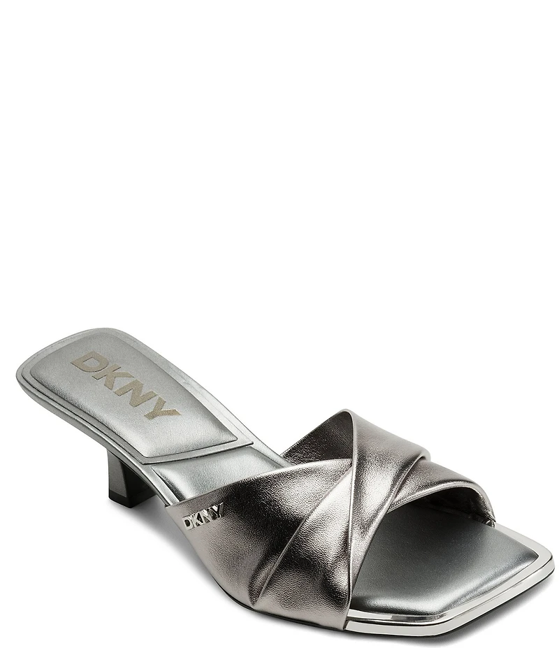 DKNY by Donna Karan Jolaine Twist Metallic Dress Slide Sandals
