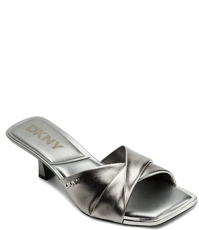 DKNY by Donna Karan Jolaine Twist Metallic Dress Slide Sandals