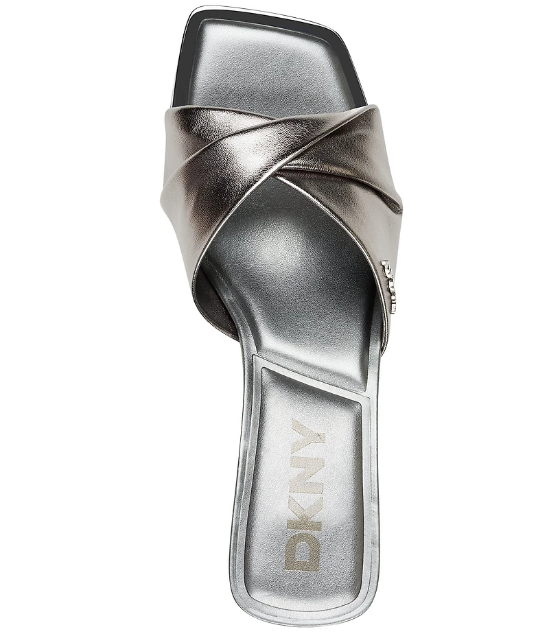 DKNY by Donna Karan Jolaine Twist Metallic Dress Slide Sandals