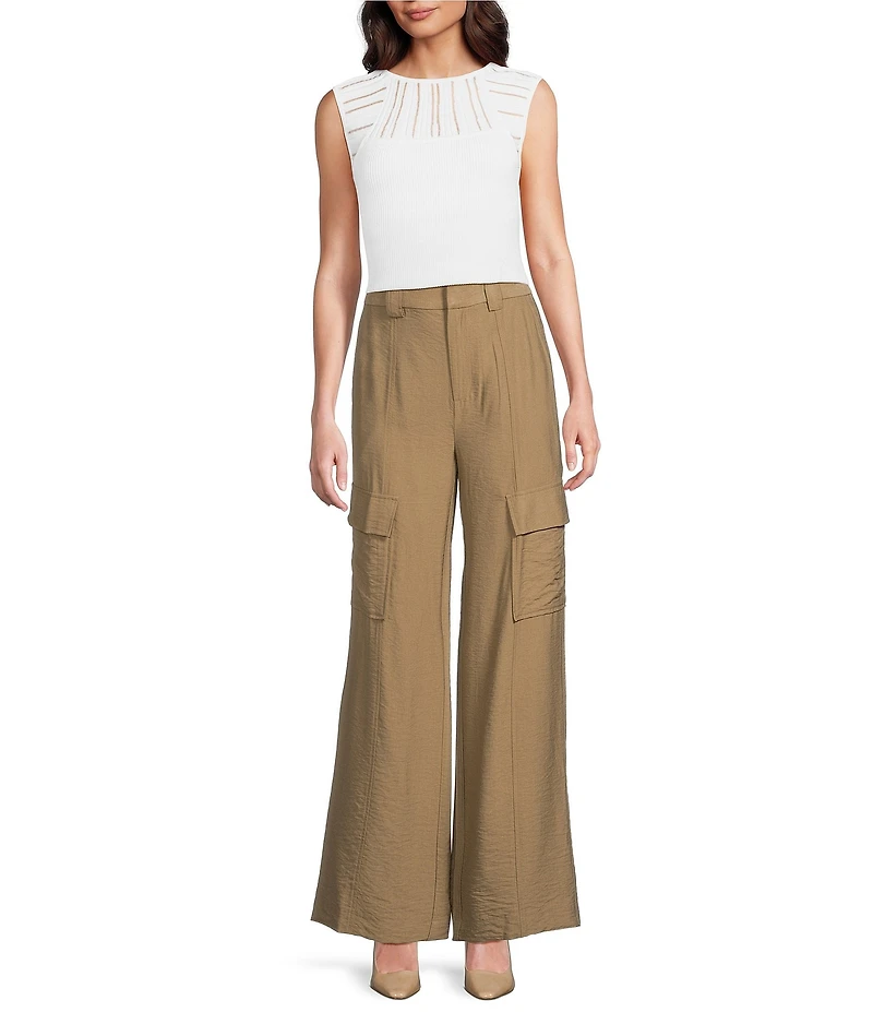 DKNY By Donna Karan Knit Illusion Crew Neck Sleeveless Top