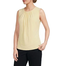 DKNY by Donna Karan Knit Jersey Pleated Crew Neck Sleeveless Cami