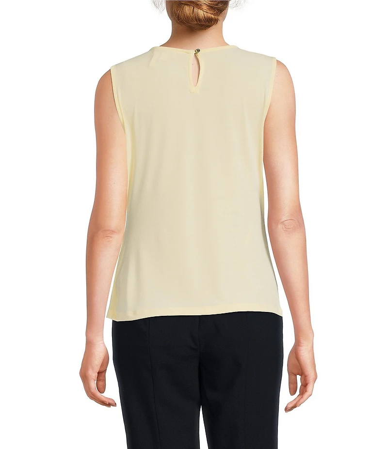 DKNY by Donna Karan Knit Jersey Pleated Crew Neck Sleeveless Cami