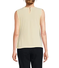 DKNY by Donna Karan Knit Jersey Pleated Crew Neck Sleeveless Cami