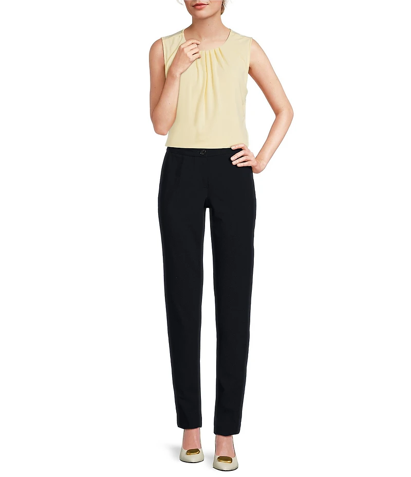 DKNY by Donna Karan Knit Jersey Pleated Crew Neck Sleeveless Cami