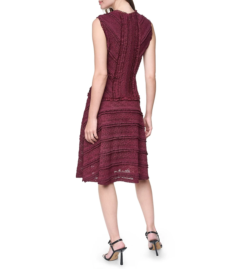 DKNY By Donna Karan Lace Sleeveless Jewel Neck Fit and Flare Dress