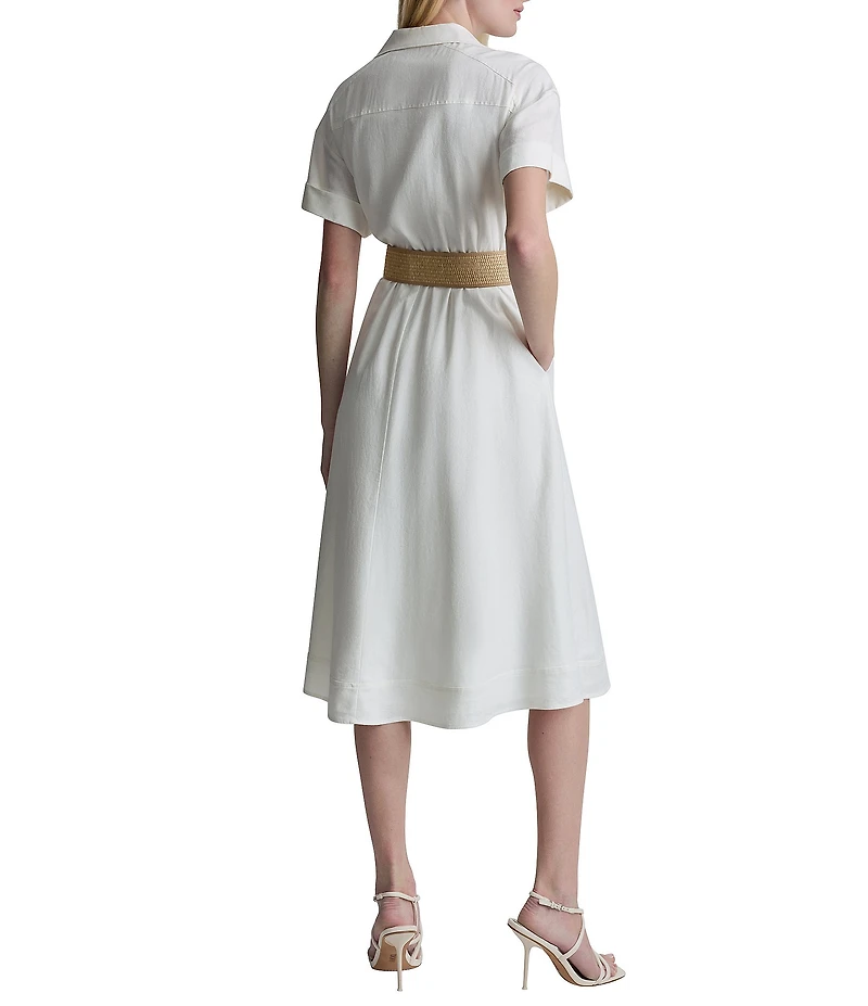DKNY By Donna Karan Linen Button Down Midi Shirtdress