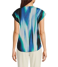 DKNY by Donna Karan Linen V-Neck Cap Sleeve Top