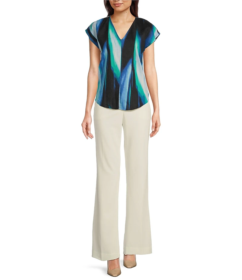 DKNY by Donna Karan Linen V-Neck Cap Sleeve Top