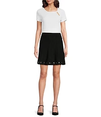DKNY by Donna Karan Logo Grommet Skirt