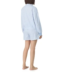 DKNY By Donna Karan Logo Print Long Sleeve Half Zip Shorty Lounge Set