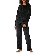 DKNY by Donna Karan Logo Print Long Sleeve Knit Long Pajama Set
