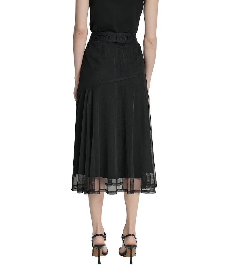 DKNY by Donna Karan Mesh Midi Length Layered Skirt