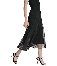DKNY by Donna Karan Mesh Midi Length Layered Skirt