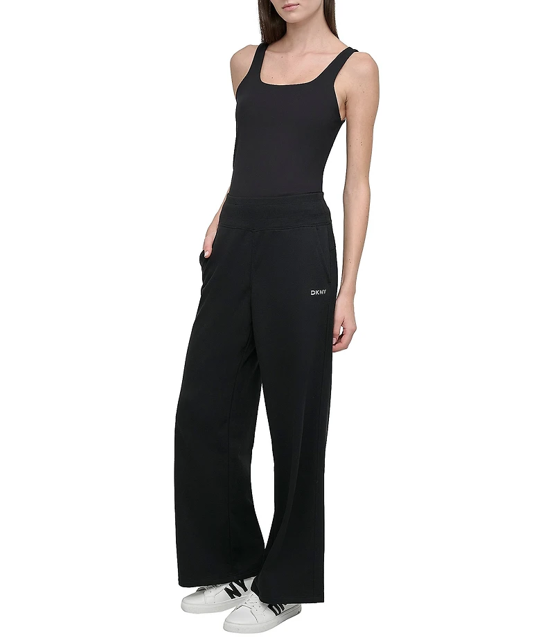 DKNY by Donna Karan Metallic Bubble Logo Wide Leg Pull-On Pants