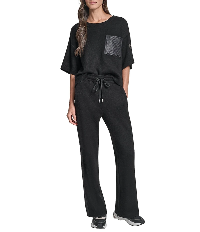 DKNY by Donna Karan Coordinating Mixed Media Hacci Mare Wide Leg Pants