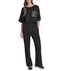 DKNY by Donna Karan Coordinating Mixed Media Hacci Mare Wide Leg Pants