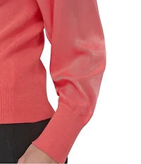 DKNY by Donna Karan Mixed Media Knit V-Neck Long Sleeve Sweater