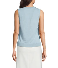 DKNY by Donna Karan Mixed Media Printed Crew Neck Sleeveless Top