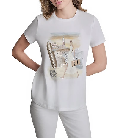 DKNY by Donna Karan Montauk Graphic Crew Neck Short Sleeve Tee