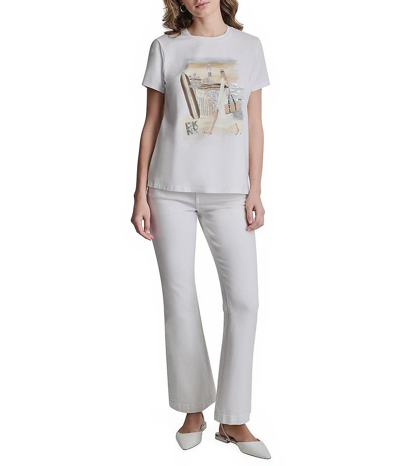 DKNY by Donna Karan Montauk Graphic Crew Neck Short Sleeve Tee