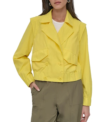 DKNY by Donna Karan Notch Collar Crop Trench Jacket